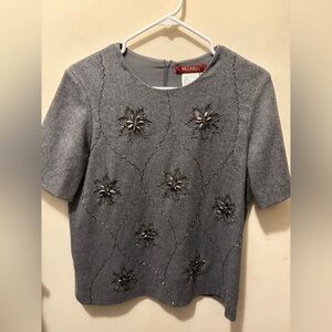 MaxMara Studio embellished wool (lined) short sleeve top size 8‎